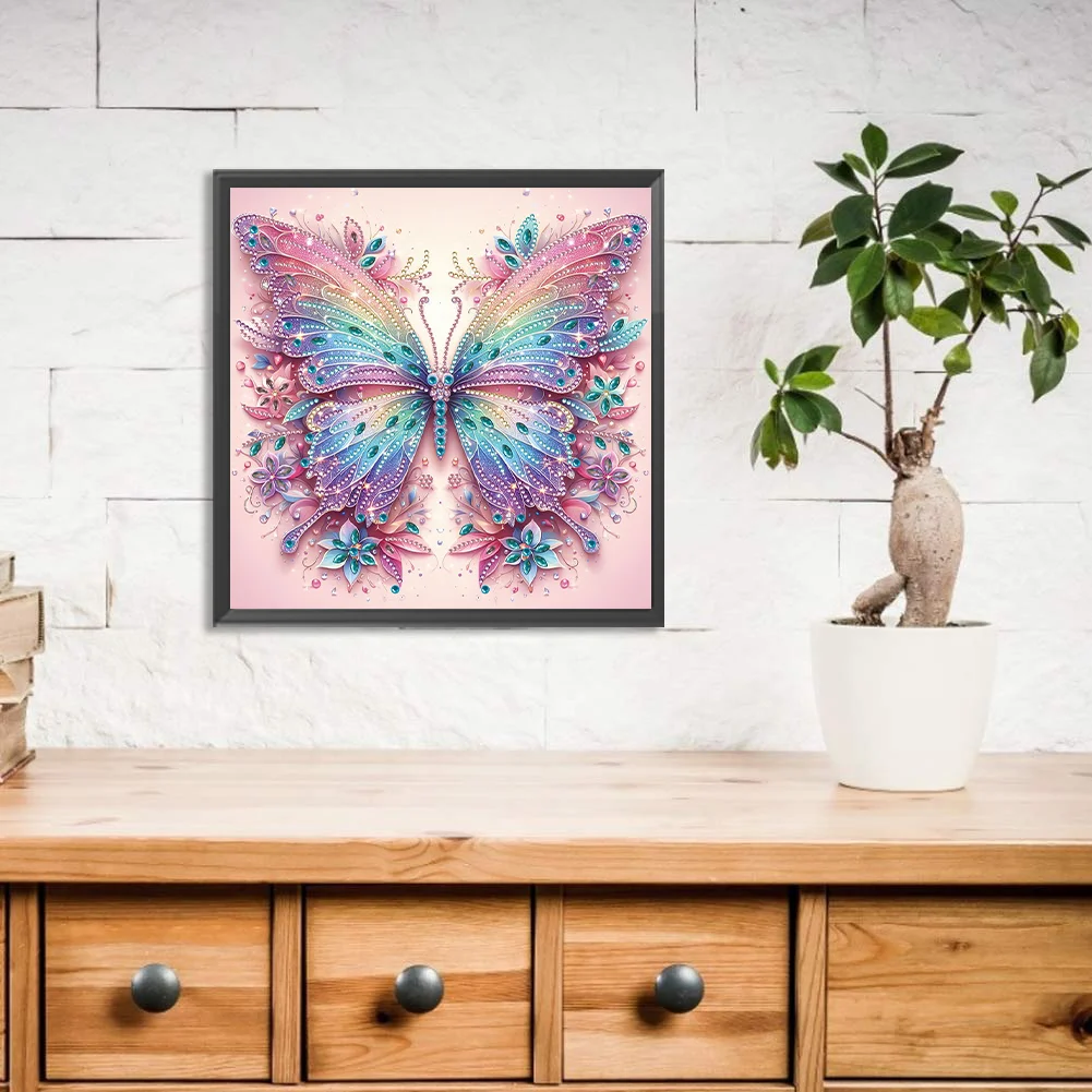 Diamond Painting - Partial Special Shaped Drill - Butterfly(Canvas|30*30cm)