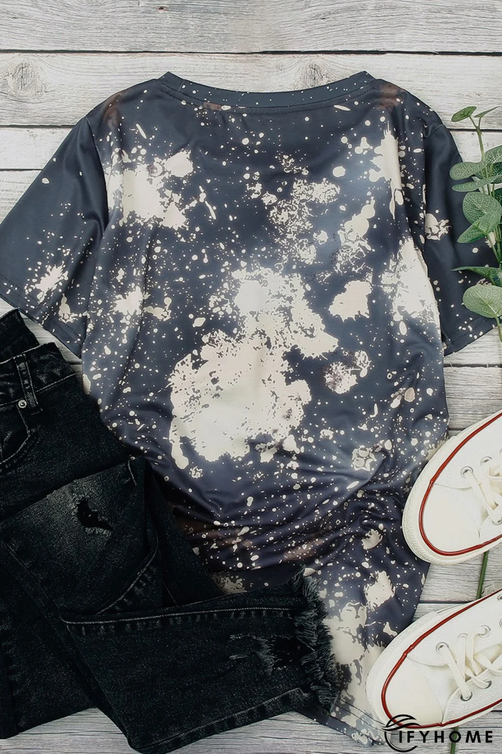 Multicolor LIGHT Letter Leopard Print Color Block Short Sleeve Top | IFYHOME