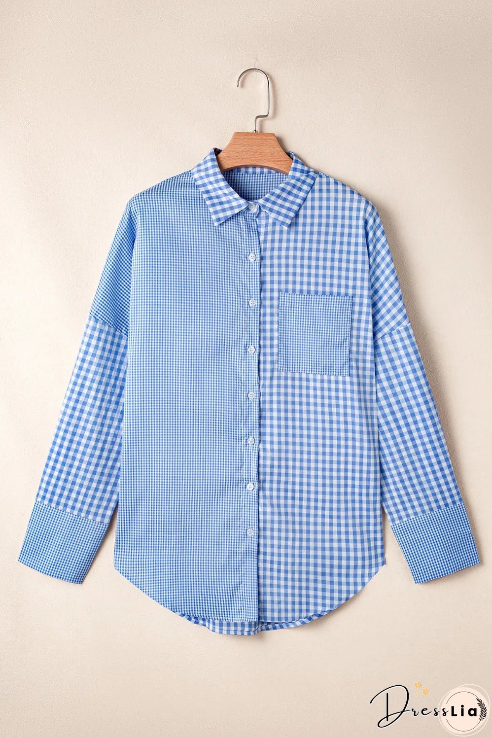 Pocketed Plaid Collared Neck Long Sleeve Shirt