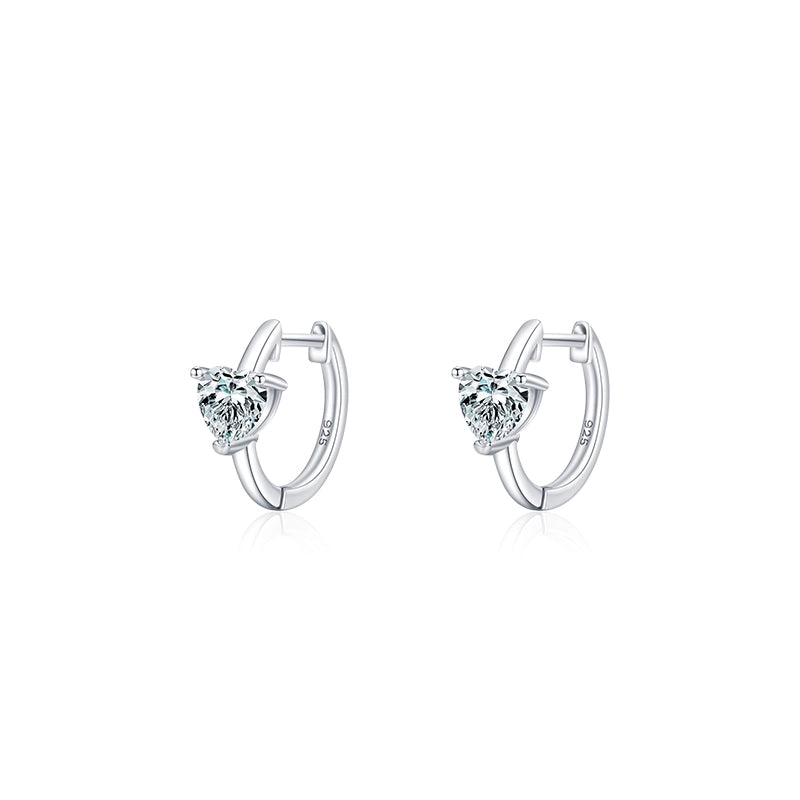 1 Pair 925 Sterling Silver Zircon Heart Shape Earrings