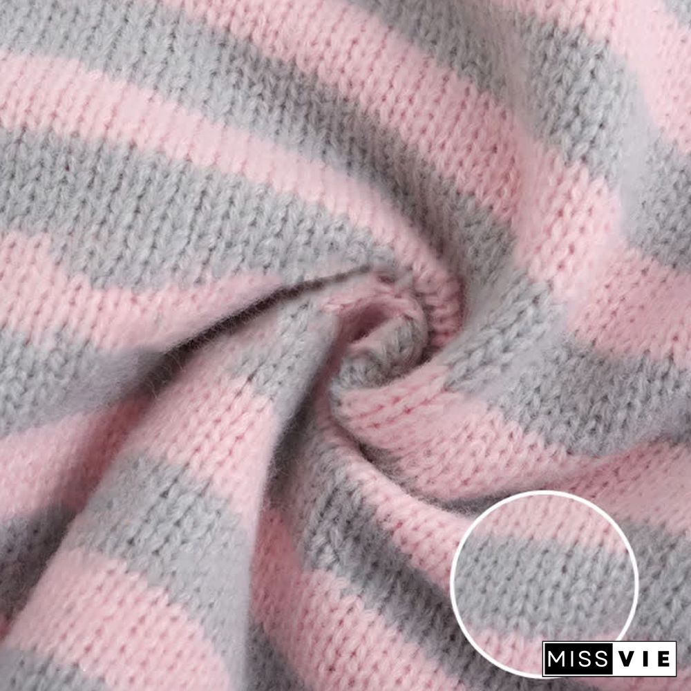 Long Bunny Ears Pocket Oversize Zipper Hooded Sweatshirt