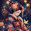 Kimono Woman And Bird-11CT Stamped Cross Stitch 50*50cm/19.69*19.69in