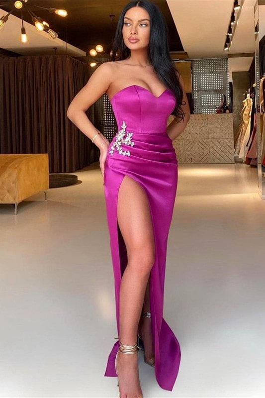 Purple Sweetheart Sleeveless Mermaid Prom Dress With Split PD0714 - Okdais