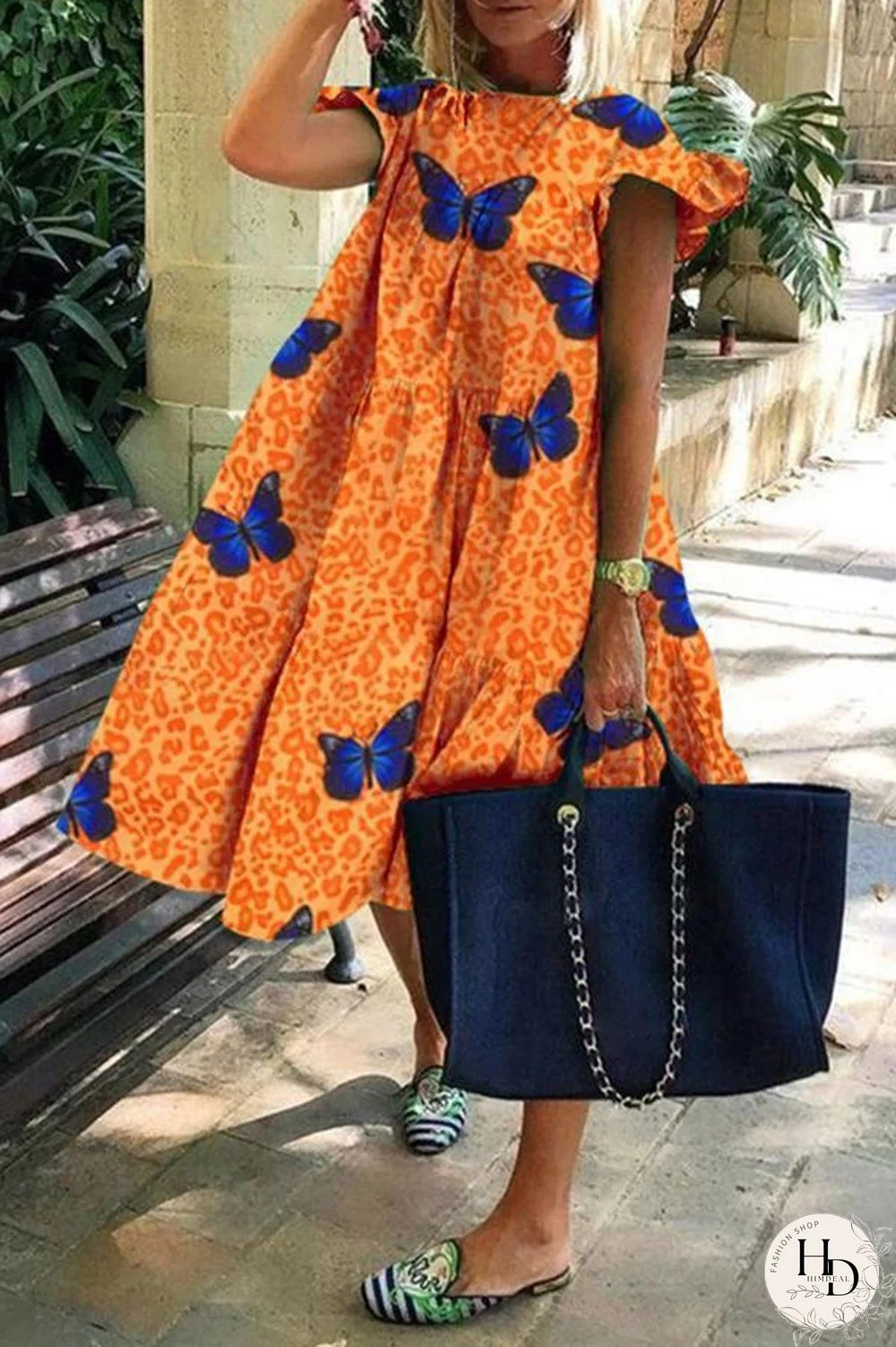 Stylish Flying Sleeve Loose Dress P15660