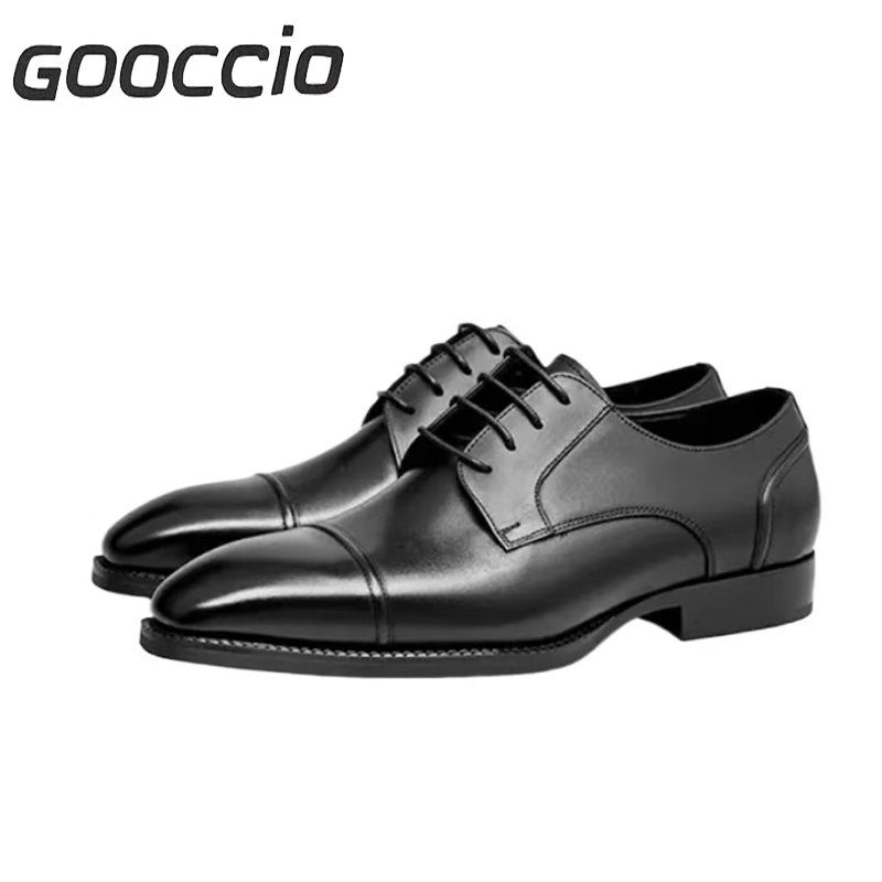 CW195 Cowhide Square-Toe Berby Shoes For Men GOOCCIO   