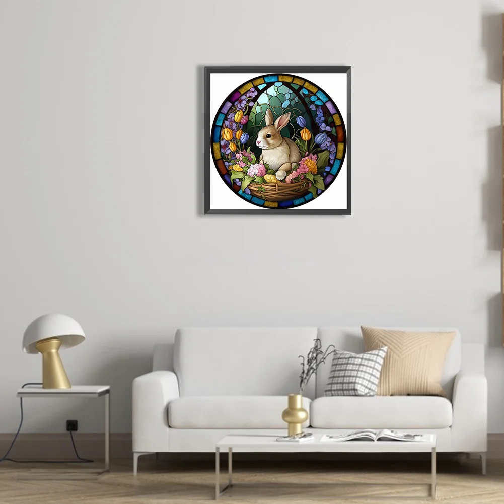 Diamond Painting - Full Round Drill - Stained Glass Dolphin(Canvas|30*30cm)