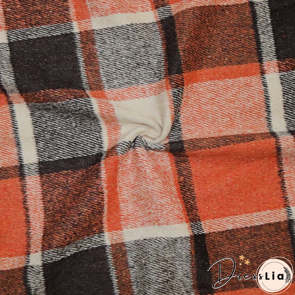 Classic Plaid Single-breasted Woolen Coat