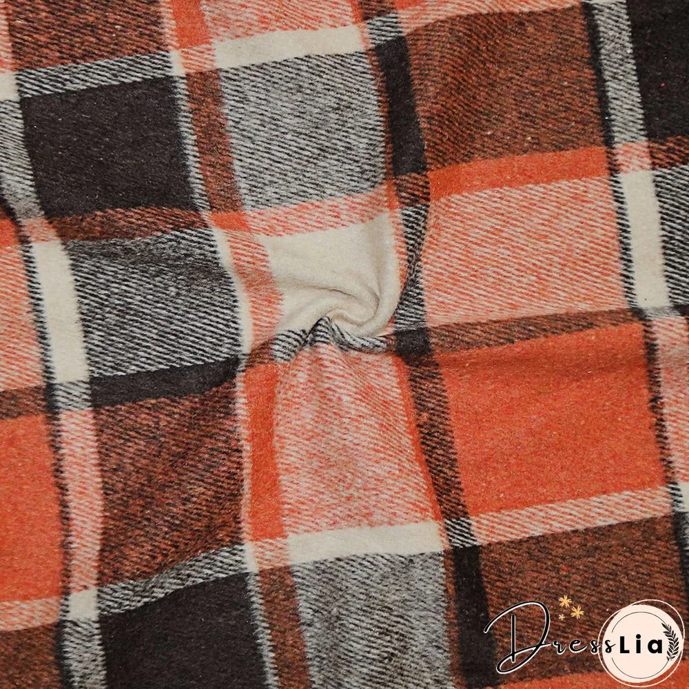 Classic Plaid Single-breasted Woolen Coat