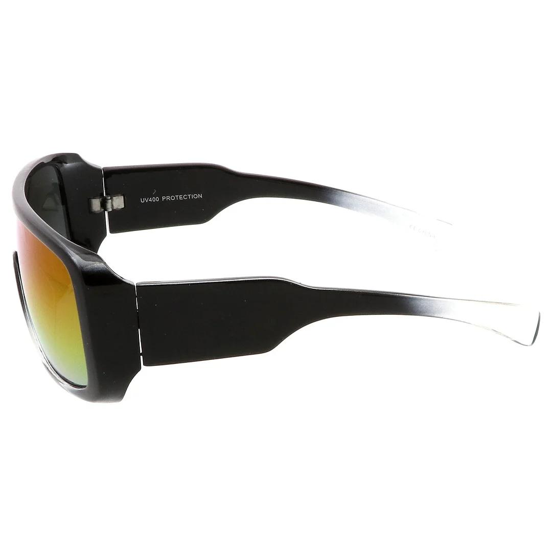 Men's Oversize Goggle Flat Top Mirror Mono Lens Shield glasses 60mm