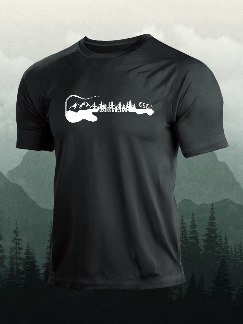 Men's Outdoor Guitar Music Mountain Short-Sleeved Shirt in  mildstyles