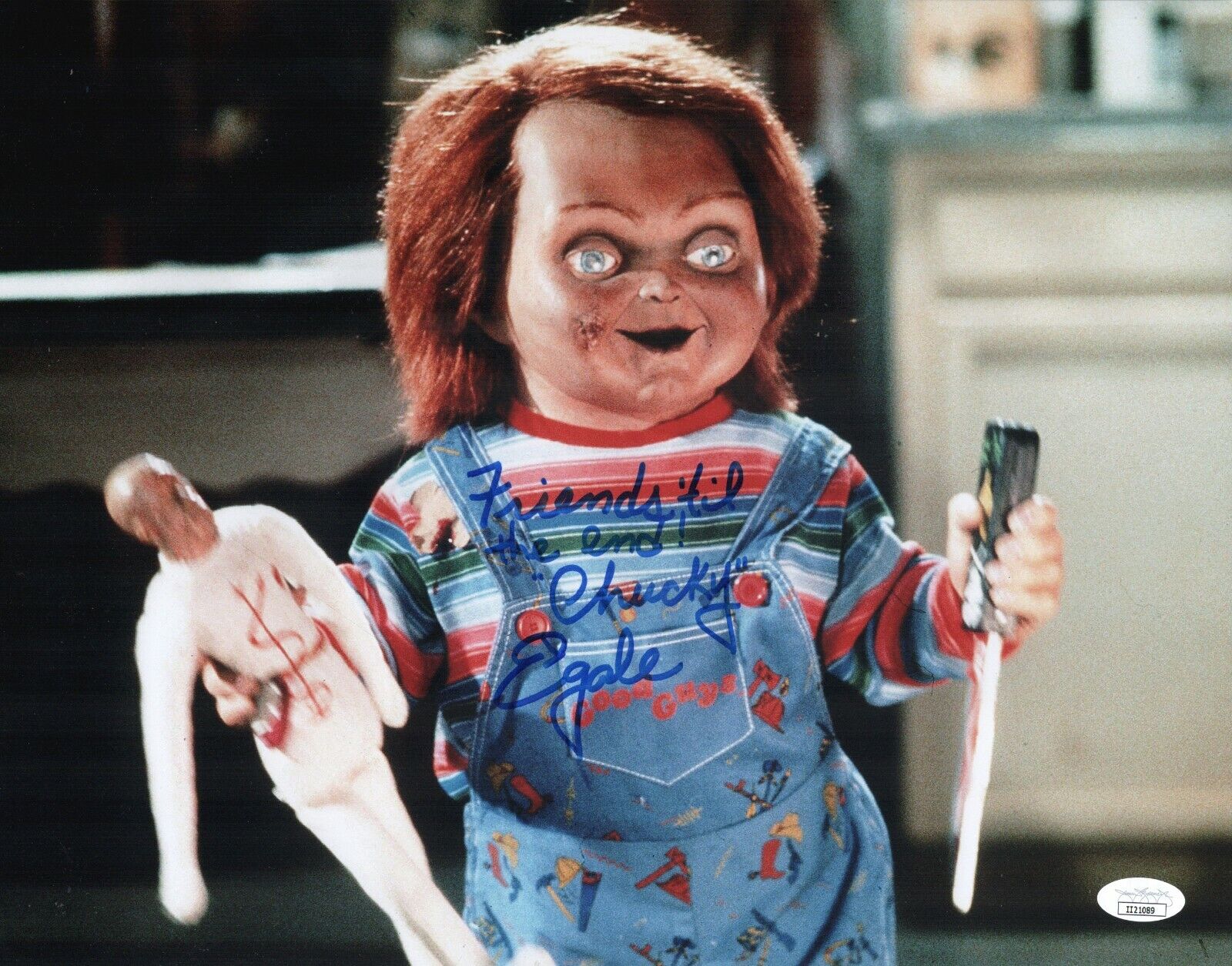 ED GALE Chucky Signed 11x14 Photo Poster painting Child's Play In Person Autograph JSA COA Cert