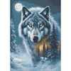 30x40cm Wolf 5d DIY Vollbohrer Runde Diamantmalerei Kit Haus Wanddekoration