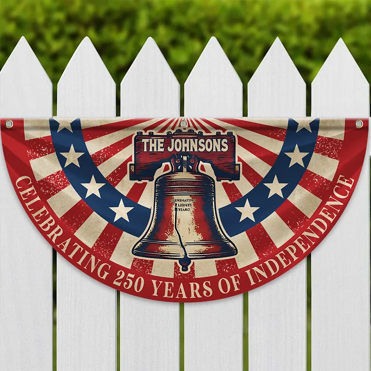 Personalized 250 Years of Freedom America Flag Custom Family Name USA Celebrating 250 Years Of Independence Fan Flag
