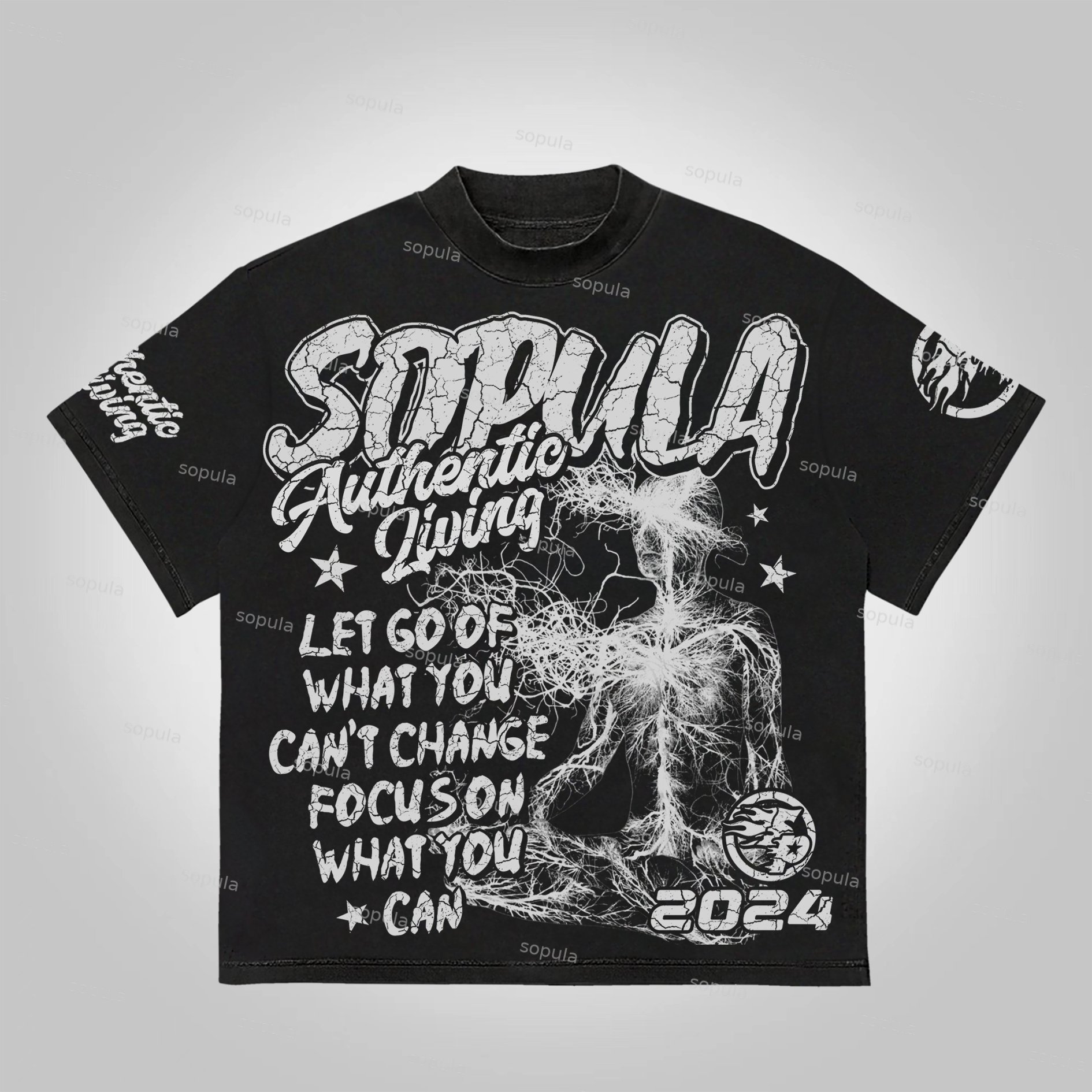 Sopula Studio Real Wise Vintage Print Pattern Cotton T-Shirt