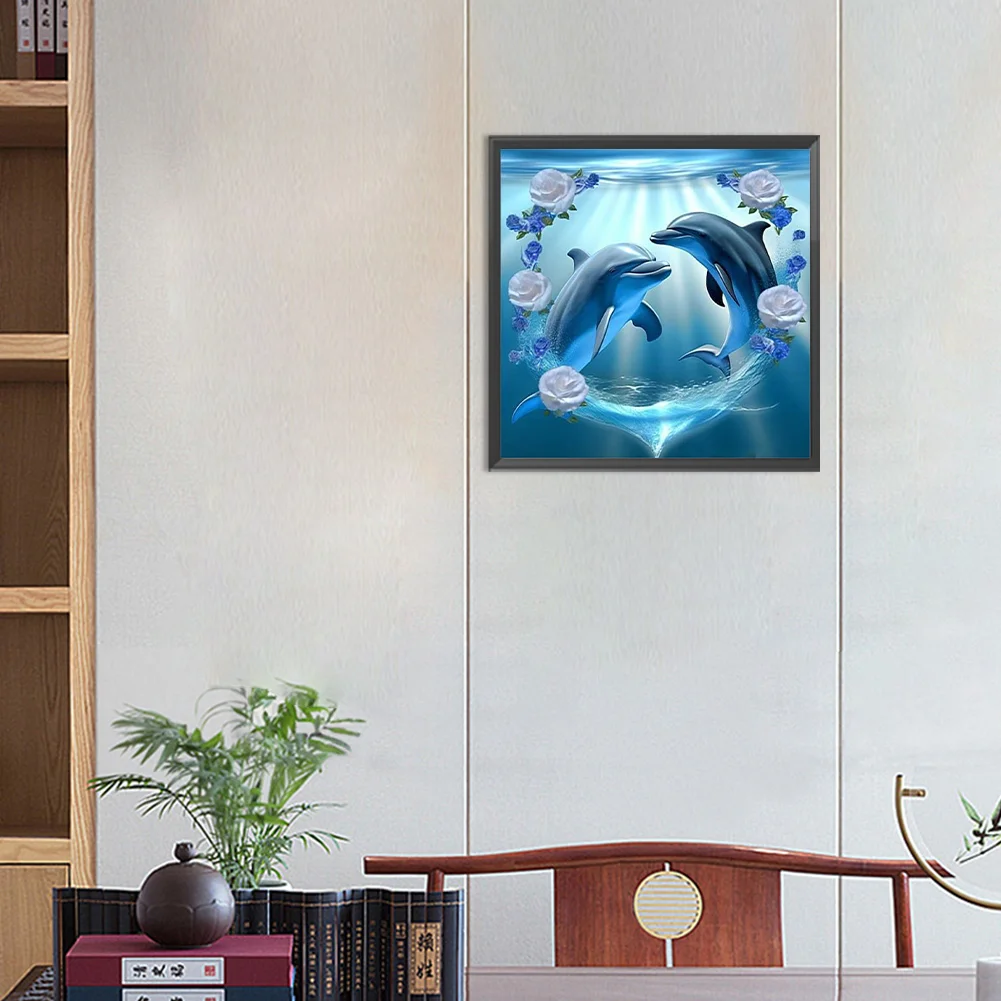 Diamond Painting - Full Round Drill - Dolphin(Canvas|30*30cm)