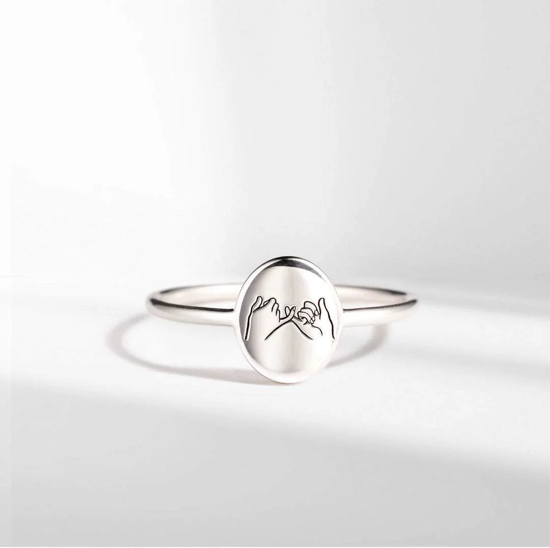 Granddaughter | Side by Side | 925 Silver Pinky Promise Ring
