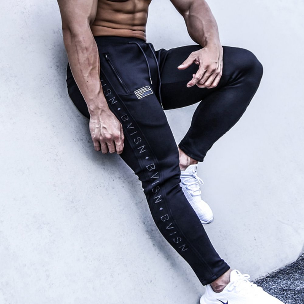 Men's Sports Pants Fitness Outdoor Running Slim Elastic Waist Drawstring Breathable Casual Sports Pants、、URBENIE