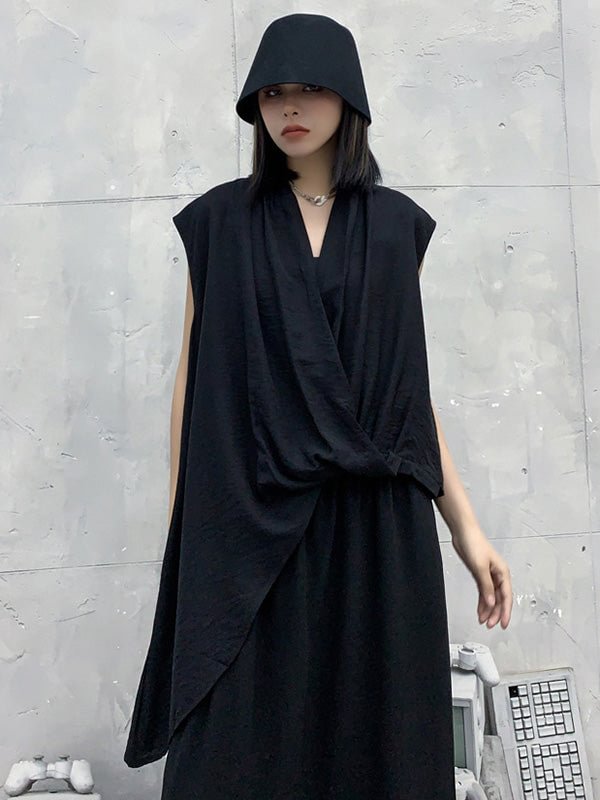 Stylish Cool Girl Asymmetric V-Neck Batwing Sleeves Shirts Tops
