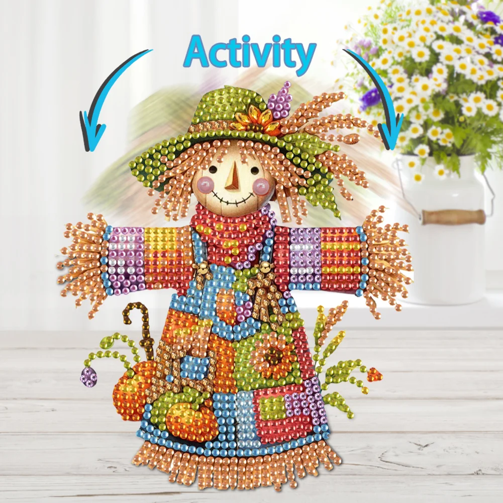 2D Flat Scarecrow DIY Shaking Head Diamond Painting Desktop Decorations