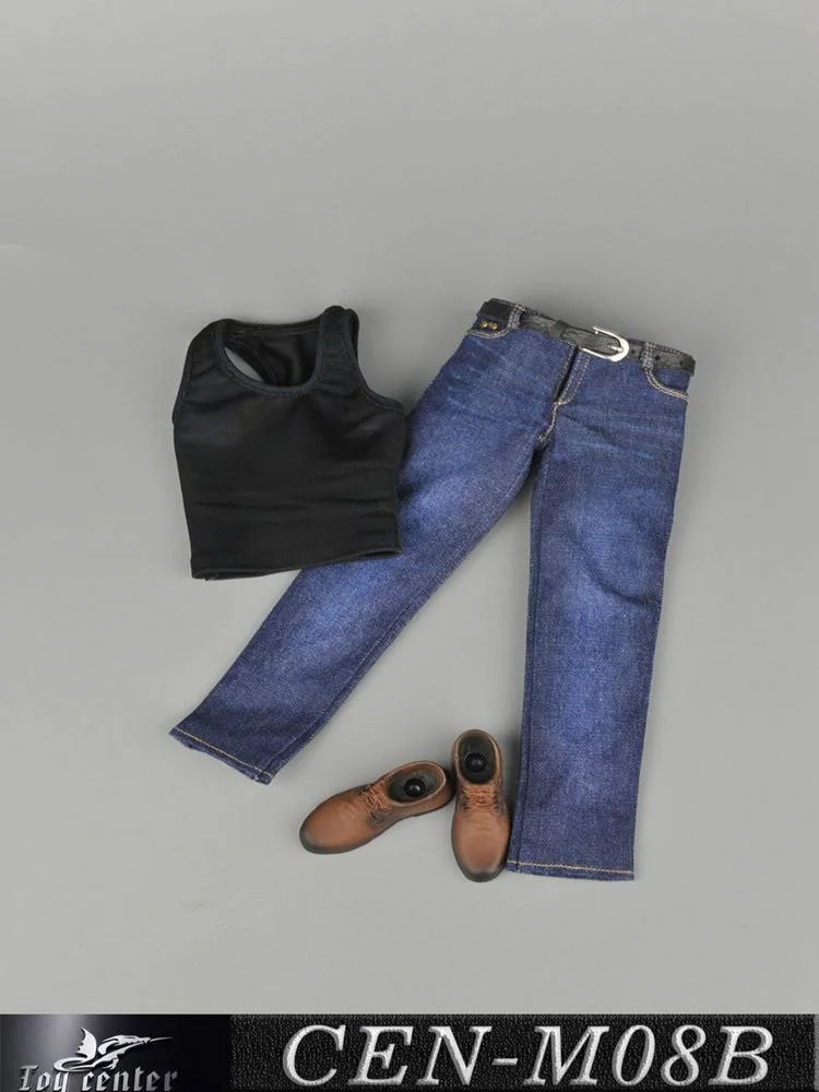 1/6 scale Male Figure Clothes Sports Vest & Jeans Suit & Shoes Model CEN-M08 for 12'' Strong Muscle Body M32 M33-aliexpress