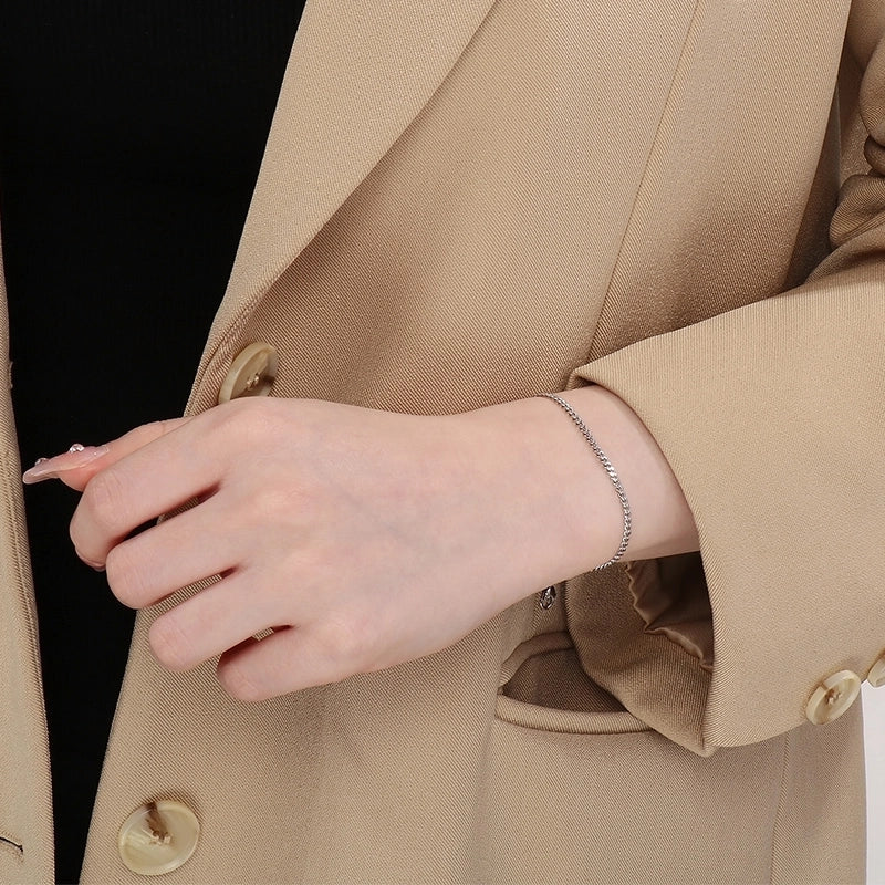 Stainless Steel Personality Fashion Trend Simple Two-Side Grinding Cuban Link Chain Bracelet Accessories