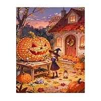 Halloween Cottage Pumpkin - Pearls Painting