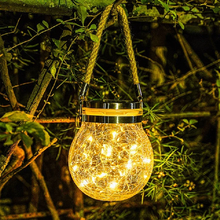 Solar Crack Ball Garden Hanging Light