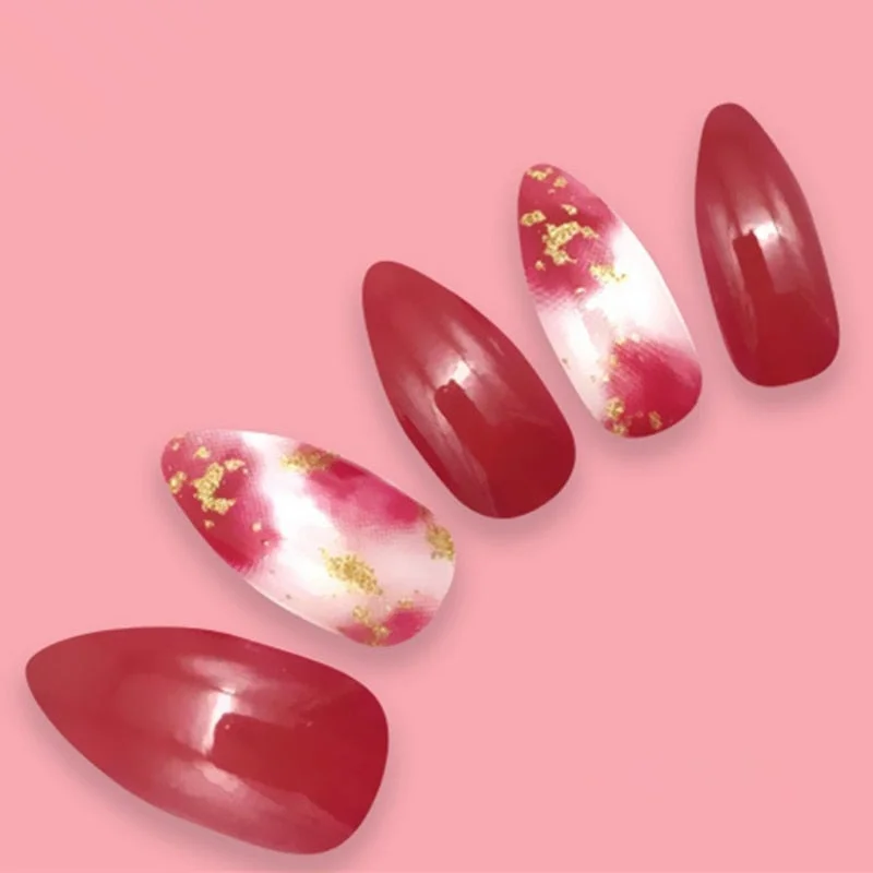 24pcs/set Wholesale Shiny Dark Green Fake Nail Full Cover False Nails Tip DIY Stiletto Nail Salon Products-Nail Inspo