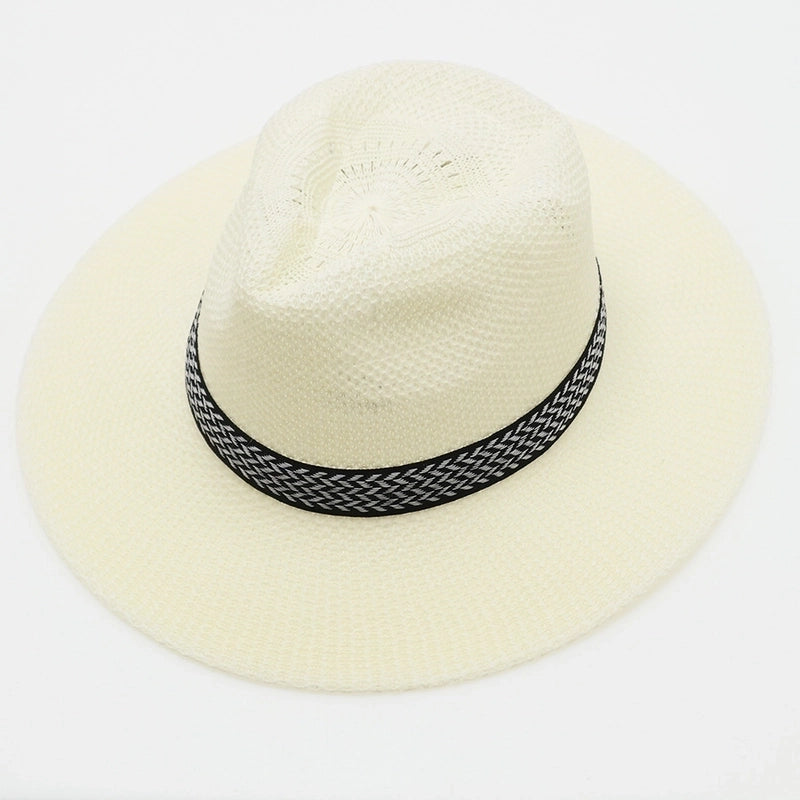 Men’s Minimalist Solid Color Big Eaves Straw Hat