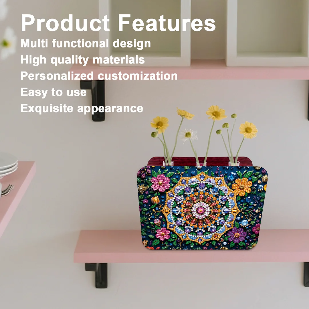 Mandala DIY Flower Vase Wooden Double Sided Desktop Diamond Art Kit Home Decor
