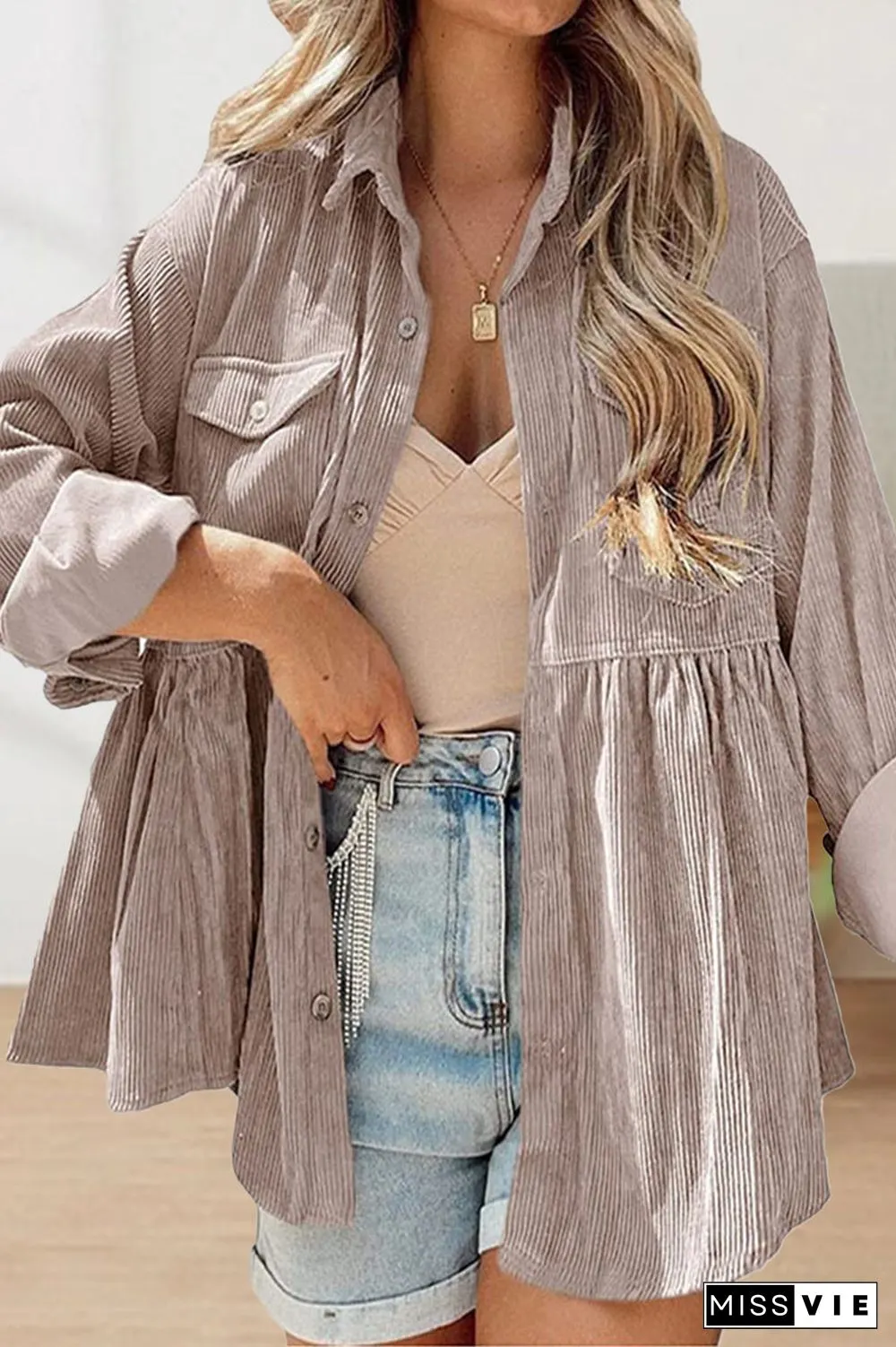 Casual Solid Solid Color Turndown Collar Tops