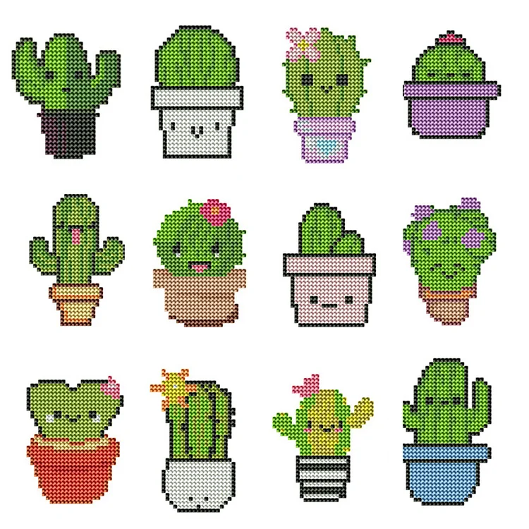【Mini Set】Cactus 12*8cm (Canvas) Full Round Drill Diamond Painting gbfke