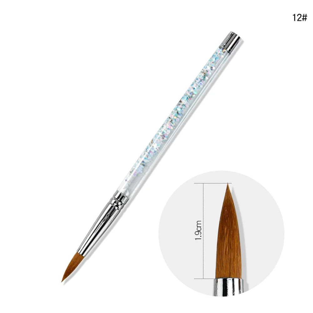 1PC Crystal Acrylic Nail Art Brush No 8/10/12/14 UV Gel Carving Pen Brush Liquid Powder DIY Nail Drawing Liquid Glitter Handle-Nail Inspo