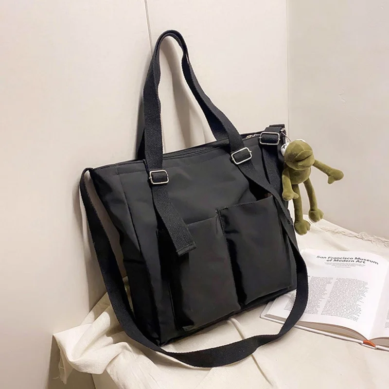 Mongw Women's Bag Shopper Simple Fashion Zipper Handbags Nylon Waterproof Solid Crossbody Large Capacity Tote Shoulder Bags For Women