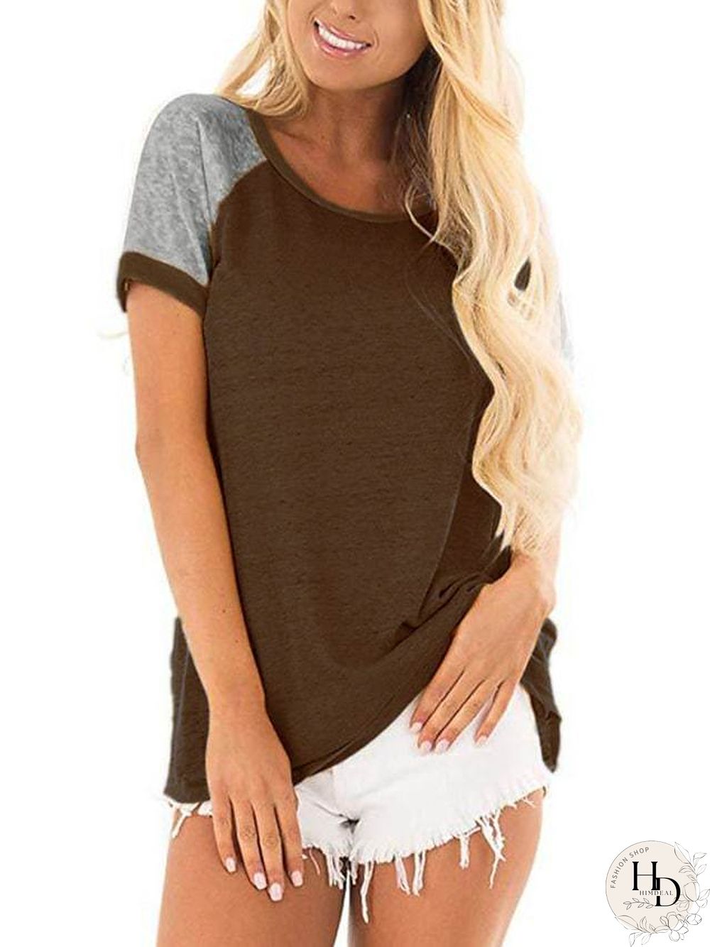 Women's T Shirt Plain Round Neck Tops Basic Basic Top Black Blue Blushing Pink