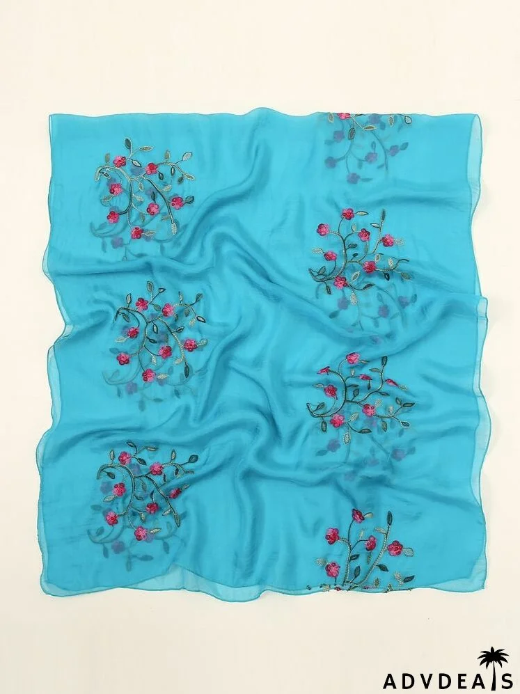 Flower Pattern Chiffon Scarf