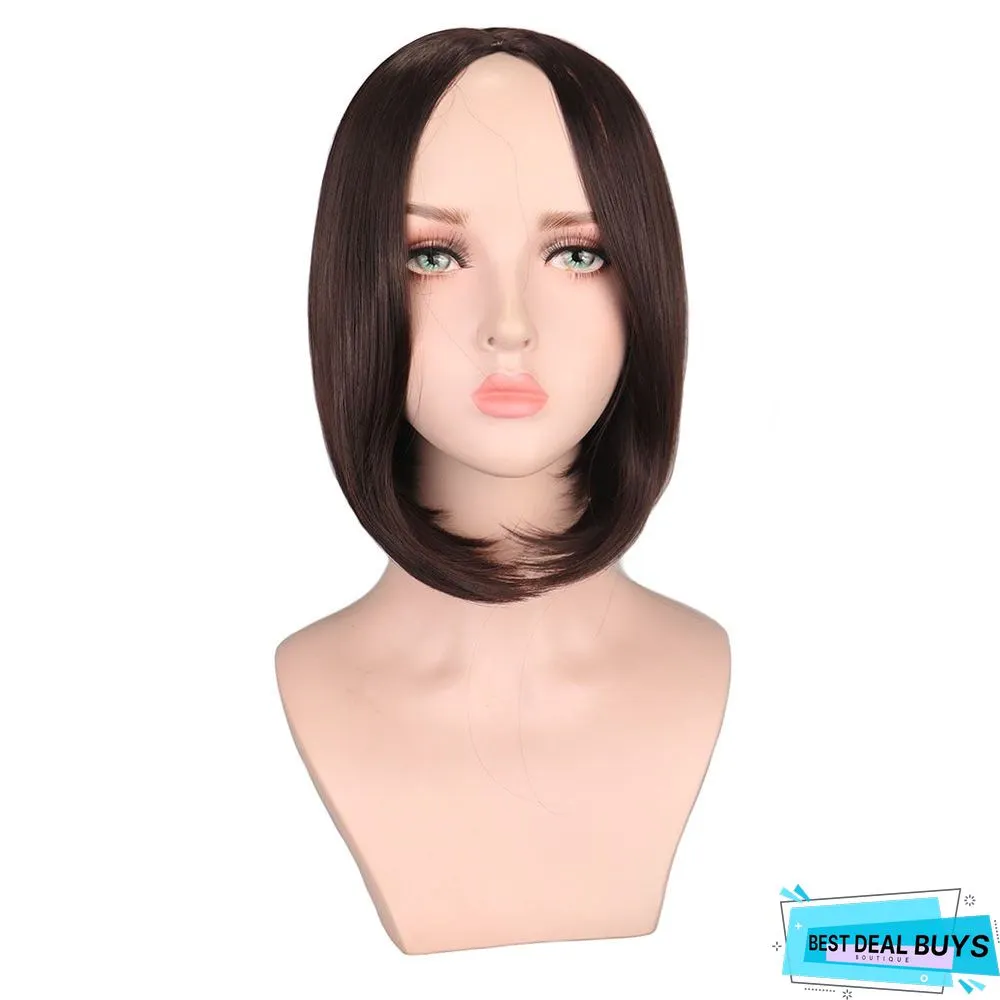 Chemical Fiber High Temperature Silk Women's Medium Split Short Straight Hair