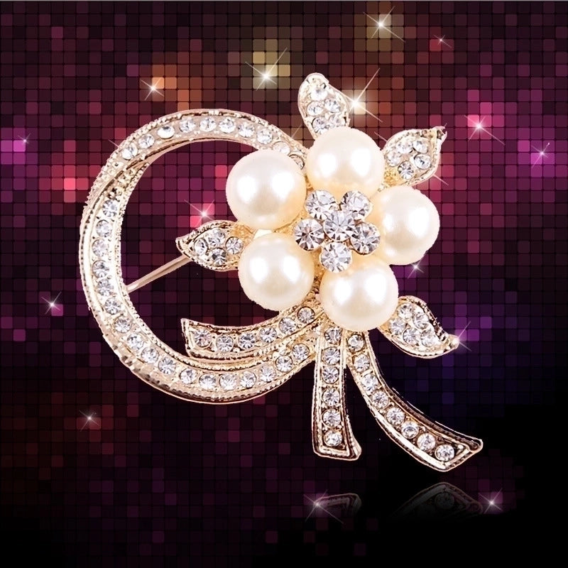 Elegant Pin Star Flower Snowflake Imitation Pearl Alloy Rhinestone Women’S Brooches