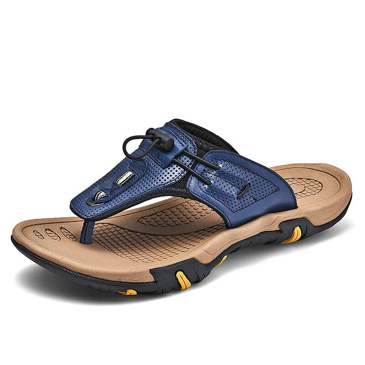 Men Comfy Arch Support Outdoor Non Slip Beach Leather Flip Flops
