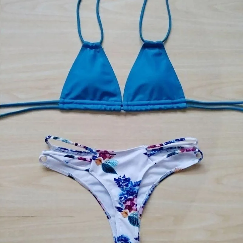 2018 Sexy Bikini Swimwear Women Push Up Swimsuit Halter Bandage Bikini Set Brazilian Summer Beach Bathing Suits female Biquini