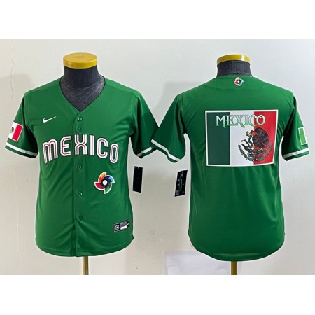 Youth Mexico Baseball 2023 Black Big Logo World Baseball Classic Stitched Jersey 1QDS