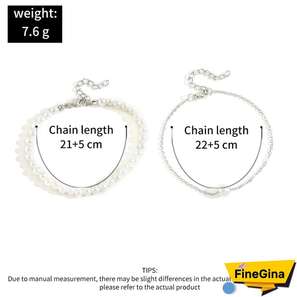 Two-Piece Layered Pearl Anklet Set