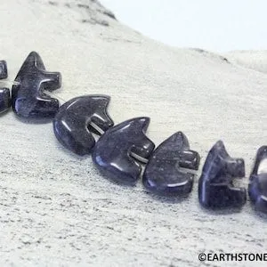 pornhint Pornhint M/ Blue Aventurine 8x12mm Zuni Fetish Style Bear Beads 7" strand about 22pc Small bear quartz gemstone beads For Jewelry Making