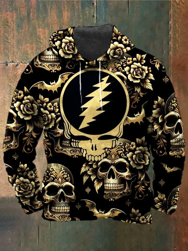 Unisex Skull Print Heavyweight Hoodies