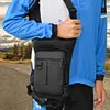 Men Drop Leg Bag Multipocket Fanny Pack Motorcycle Waist Bag for Walking (Black)