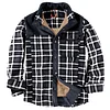Men's Thicken Plaid Shirt Fleece-Lined Plus Size Windproof Hooded Jacket Coat