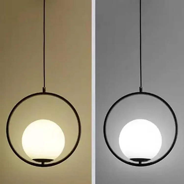 Electroplated Circle Glass Globe LED Nordic Pendant Lighting Hanging Lamp - Appledas