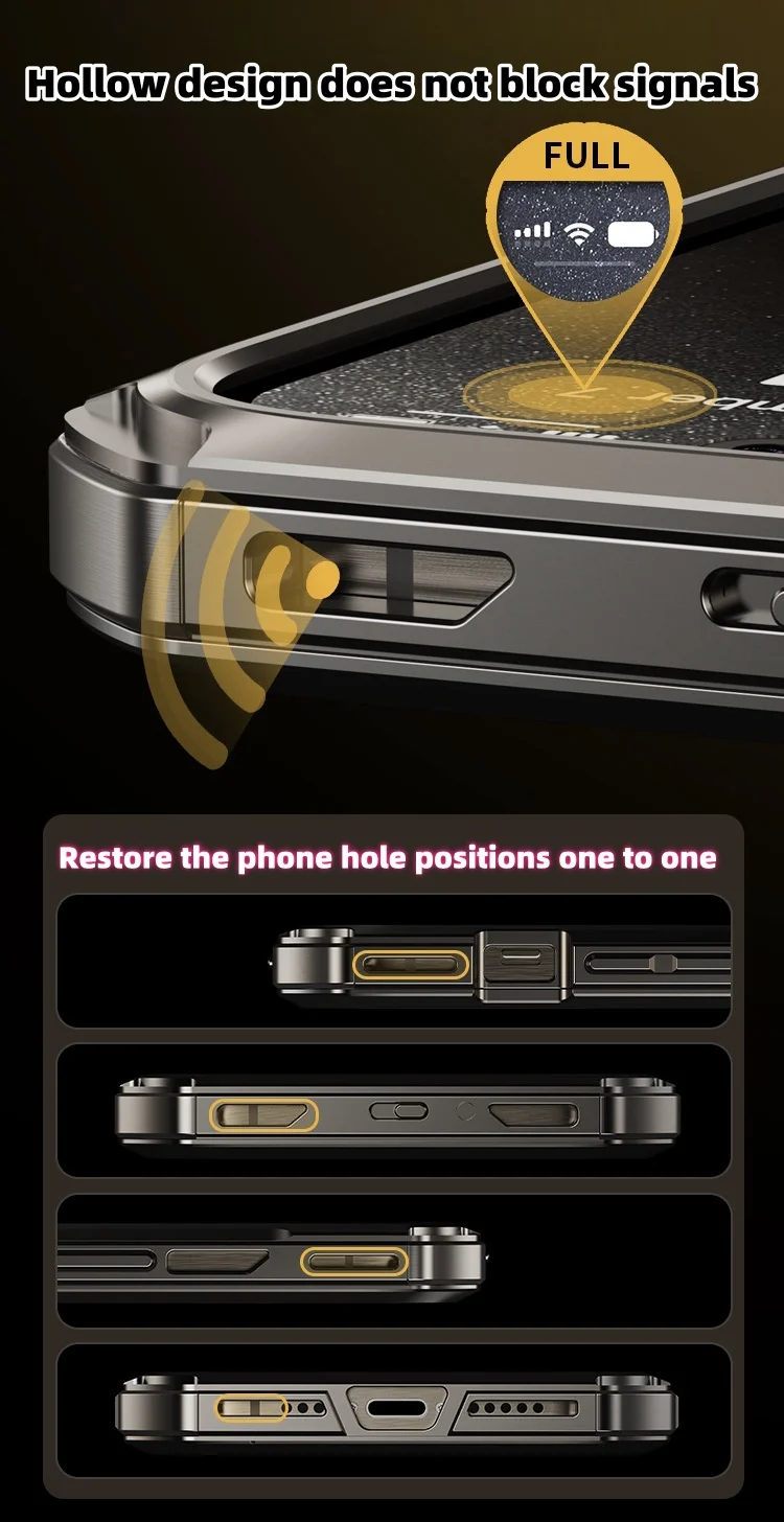 iPhone14/15 titanium alloy hollow all-inclusive mobile phone case