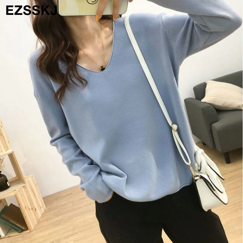 2021 spring autumn new lazy knit oversize sweater women's pullover Korean loose bottoming shirt big sweater