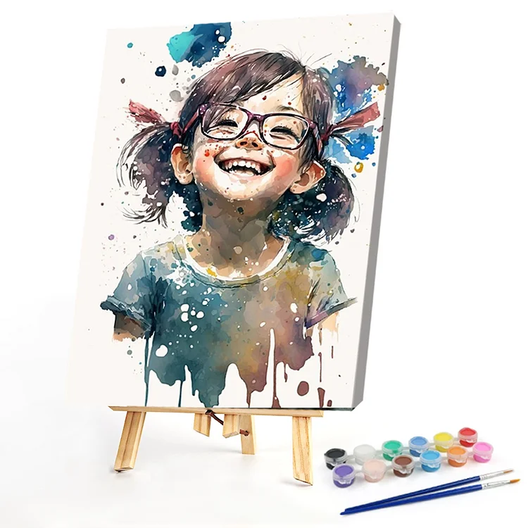 Oil Paint By Numbers - Watercolor Smiling Girl - 40*50CM